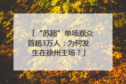 “苏超”单场观众首超3万人：为何发生在徐州主场？