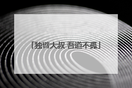 独臂大叔 吾道不孤