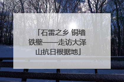 石雷之乡 铜墙铁壁——走访大泽山抗日根据地
