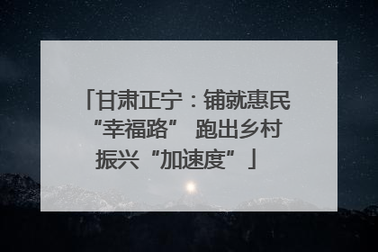 甘肃正宁：铺就惠民“幸福路” 跑出乡村振兴“加速度”