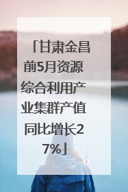 甘肃金昌前5月资源综合利用产业集群产值同比增长27%