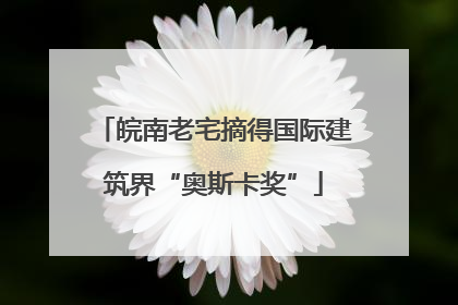 皖南老宅摘得国际建筑界“奥斯卡奖”