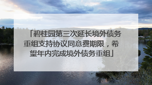 碧桂园第三次延长境外债务重组支持协议同意费期限，希望年内完成境外债务重组