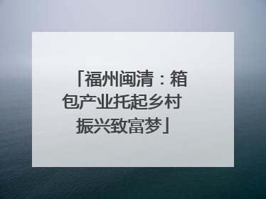 福州闽清：箱包产业托起乡村振兴致富梦