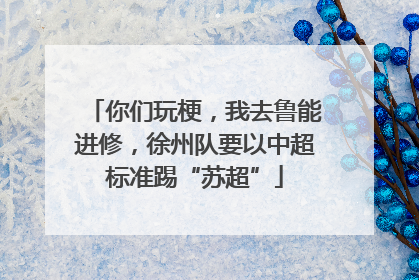 你们玩梗，我去鲁能进修，徐州队要以中超标准踢“苏超”