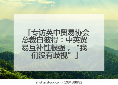 专访英中贸易协会总裁白彼得：中英贸易互补性很强，“我们没有歧视”