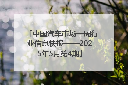 中国汽车市场一周行业信息快报——2025年5月第4期