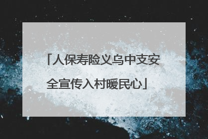人保寿险义乌中支安全宣传入村暖民心