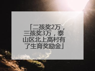 二孩奖2万，三孩奖3万，泰山区北上高村有了生育奖励金