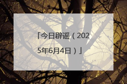 今日辟谣（2025年6月4日）