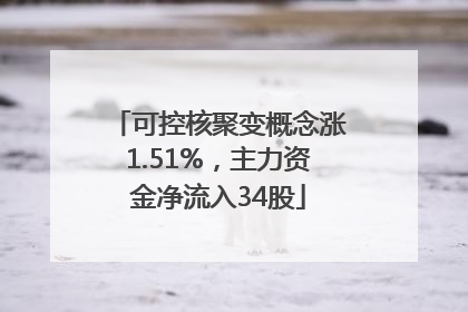 可控核聚变概念涨1.51%，主力资金净流入34股