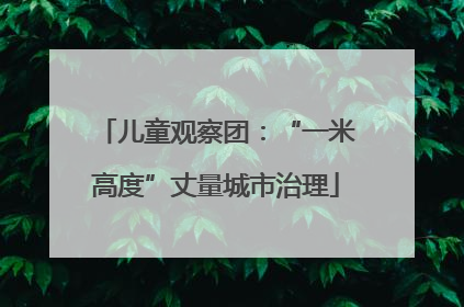 儿童观察团：“一米高度”丈量城市治理