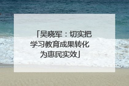 吴晓军：切实把学习教育成果转化为惠民实效