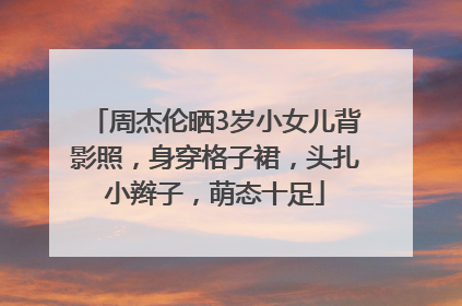 周杰伦晒3岁小女儿背影照，身穿格子裙，头扎小辫子，萌态十足