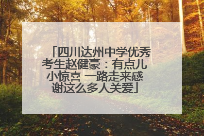 四川达州中学优秀考生赵健豪：有点儿小惊喜 一路走来感谢这么多人关爱