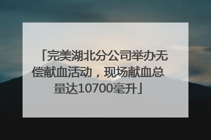 完美湖北分公司举办无偿献血活动，现场献血总量达10700毫升