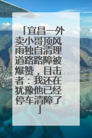 宜昌一外卖小哥顶风雨独自清理道路路障被爆赞，目击者：我还在犹豫他已经停车清障了