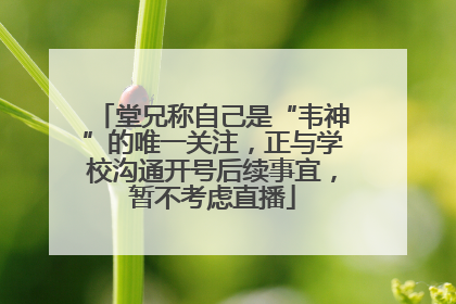 堂兄称自己是“韦神”的唯一关注，正与学校沟通开号后续事宜，暂不考虑直播