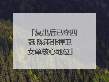 复出后已夺四冠 陈雨菲捍卫女单核心地位