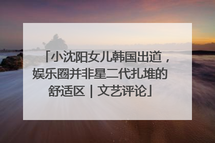 小沈阳女儿韩国出道，娱乐圈并非星二代扎堆的舒适区｜文艺评论