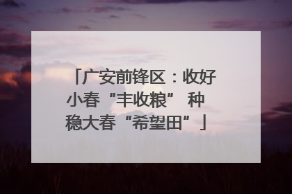 广安前锋区：收好小春“丰收粮” 种稳大春“希望田”
