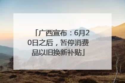 广西宣布：6月20日之后，暂停消费品以旧换新补贴