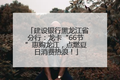 建设银行黑龙江省分行：龙卡“66节”惠购龙江，点燃夏日消费热浪！