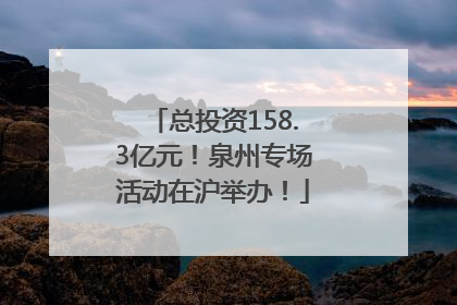 总投资158.3亿元！泉州专场活动在沪举办！