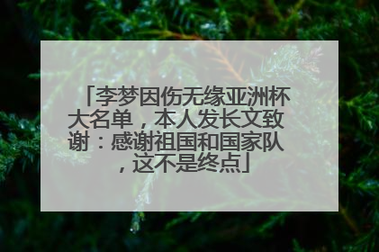李梦因伤无缘亚洲杯大名单，本人发长文致谢：感谢祖国和国家队，这不是终点