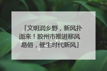 文明润乡野，新风扑面来！胶州市推进移风易俗，催生时代新风