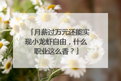 月薪过万元还能实现小龙虾自由，什么职业这么香？