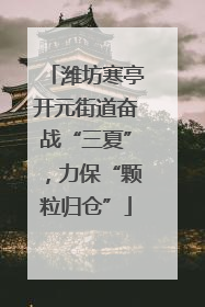 潍坊寒亭开元街道奋战“三夏”，力保“颗粒归仓”