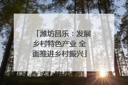 潍坊昌乐：发展乡村特色产业 全面推进乡村振兴