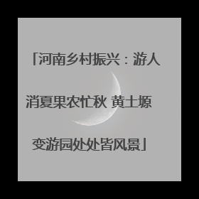 河南乡村振兴：游人消夏果农忙秋 黄土塬变游园处处皆风景