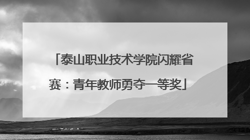 泰山职业技术学院闪耀省赛：青年教师勇夺一等奖