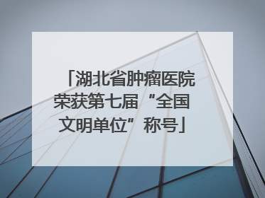 湖北省肿瘤医院荣获第七届“全国文明单位”称号