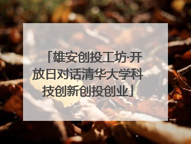 雄安创投工坊·开放日对话清华大学科技创新创投创业