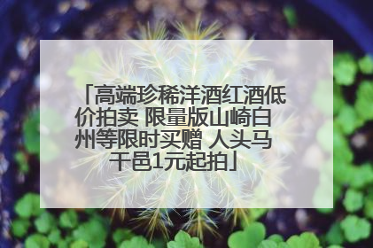 高端珍稀洋酒红酒低价拍卖 限量版山崎白州等限时买赠 人头马干邑1元起拍