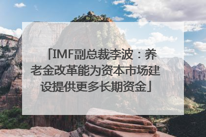 IMF副总裁李波：养老金改革能为资本市场建设提供更多长期资金